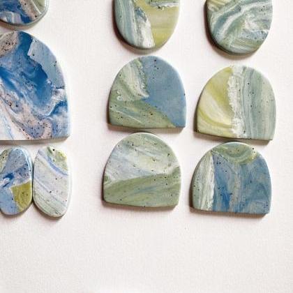 Uyuni - Ocean Marble Polymer Clay Earrings