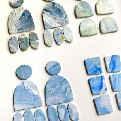 Uyuni - Ocean Marble Polymer Clay Earrings