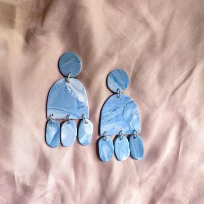 Uyuni - Glacier Blue Marble Polymer Clay Earrings
