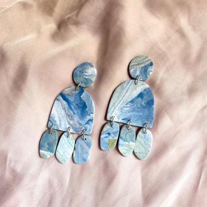 Uyuni - Glacier Blue Marble Polymer Clay Earrings