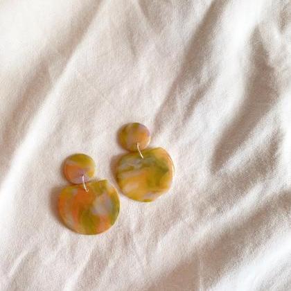 Peach Garden- Kahlo Polymer Clay Earrings