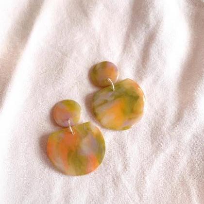 Peach Garden- Kahlo Polymer Clay Earrings