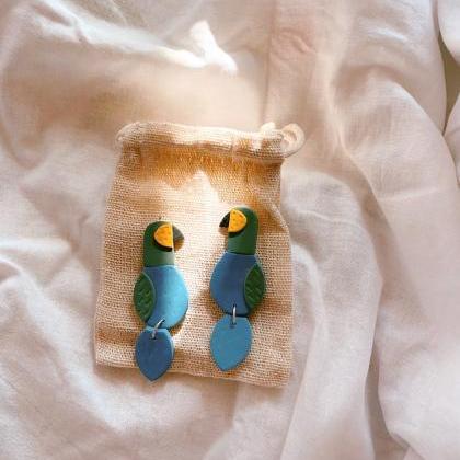 Polymer Clay Earrings | Made-to-order: Parrot..