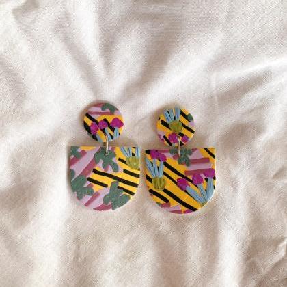 Polymer Clay Earrings, Wallflower - Frida Polymer..