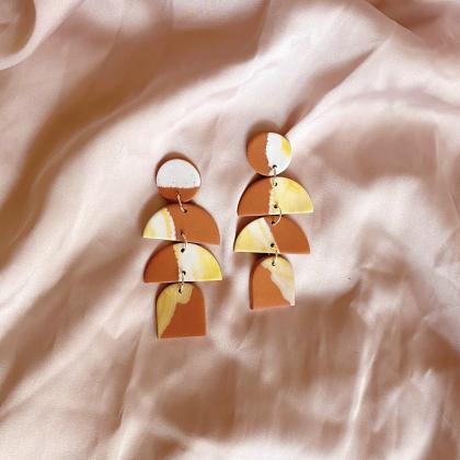 Polymer Clay Earrings, Ethel - Sunshine Terracotta..