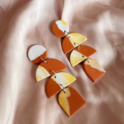 Polymer Clay Earrings, Ethel - Sunshine Terracotta..