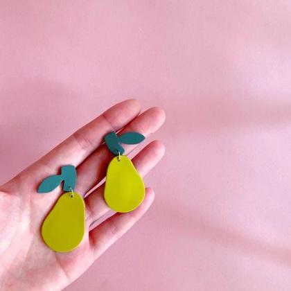 Polymer Clay Earrings, Limited Pre-order: Pear..