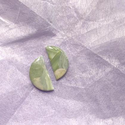 Polymer Clay Earrings, Coated Marble (jade Marble)..