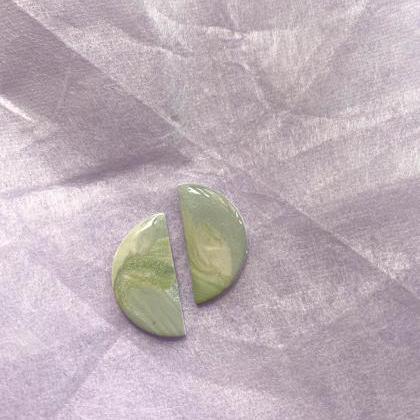 Polymer Clay Studs, Coated Marble (jade Marble) -..