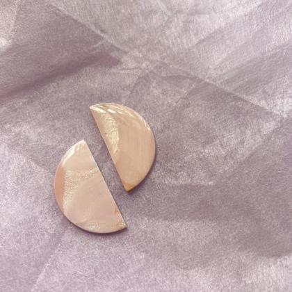 Polymer Clay Studs, Coated Marble (rose Marble) -..
