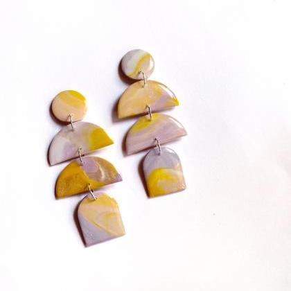 Polymer Clay Earrings, Coated Marble (lavender..
