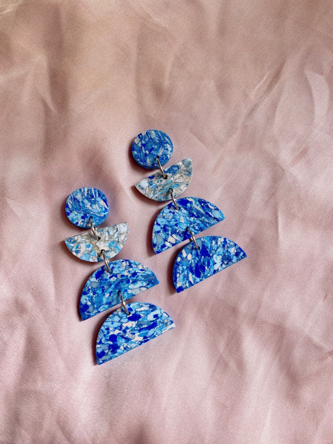 Eclipse (lapis Lazuli) Polymer Clay Dangle Earrings