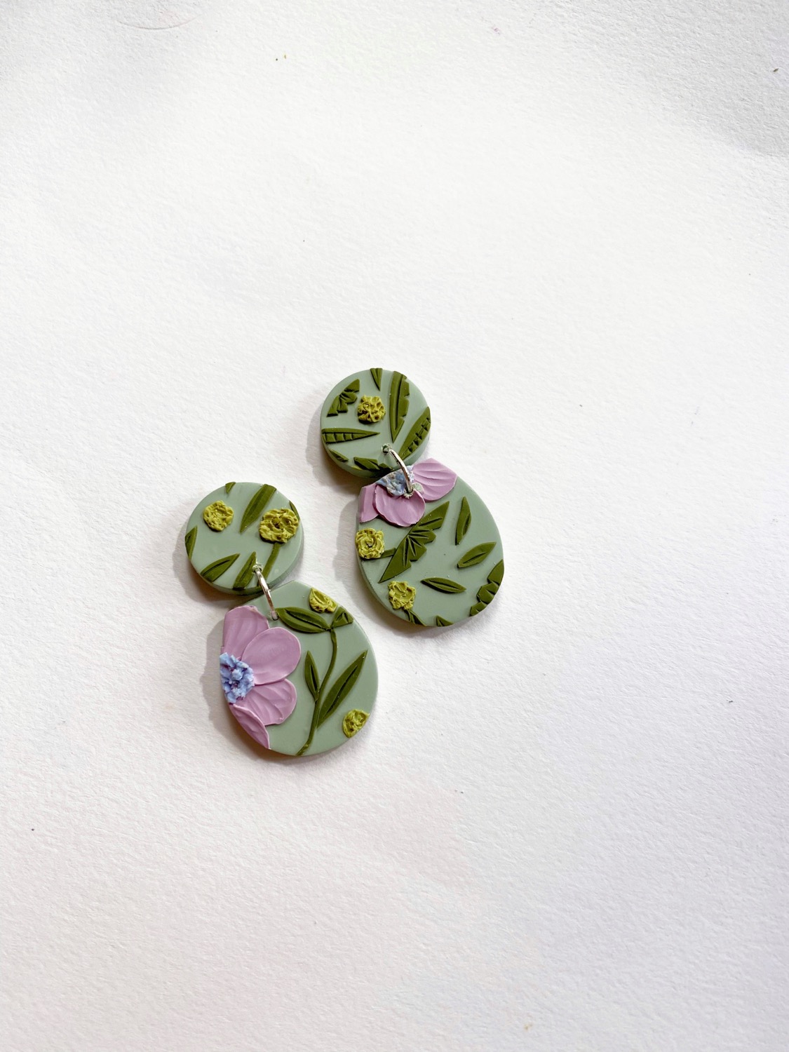 Lavender Poppies - Dolce (clay Studs) Polymer Clay Earrings