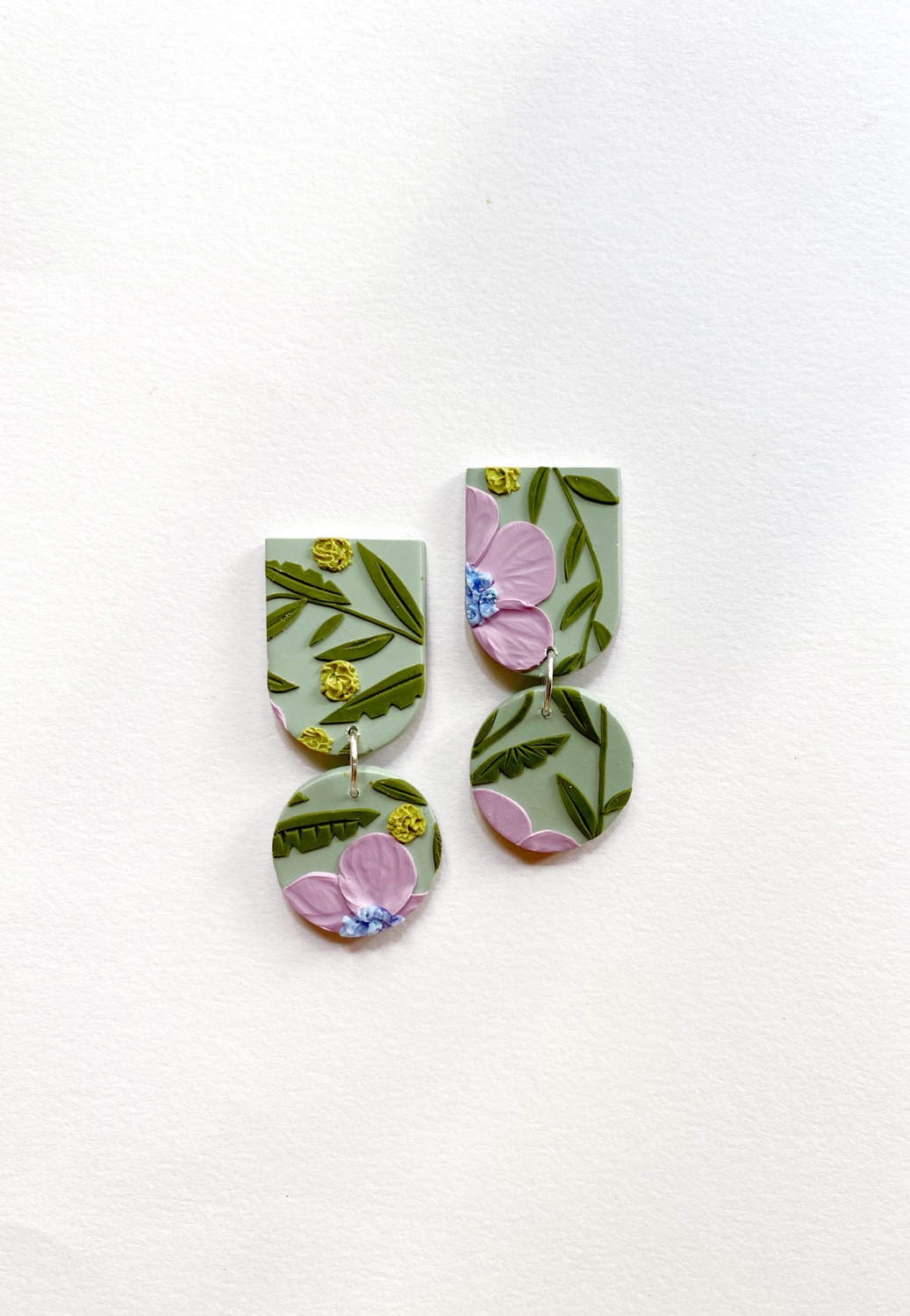 Lavender Poppies - Maya Polymer Clay Earrings