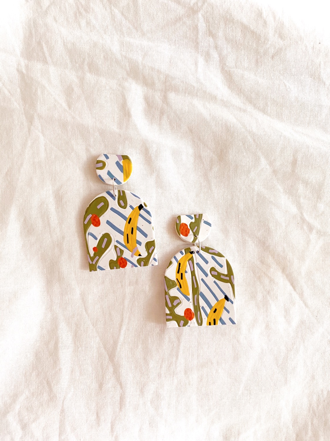 Bananas - Maude (half Circle Studs) Polymer Clay Earrings | Polymer Clay Jewelry