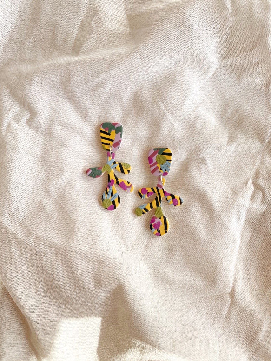 Polymer Clay Earrings , Wallflower - Lilith Earrings