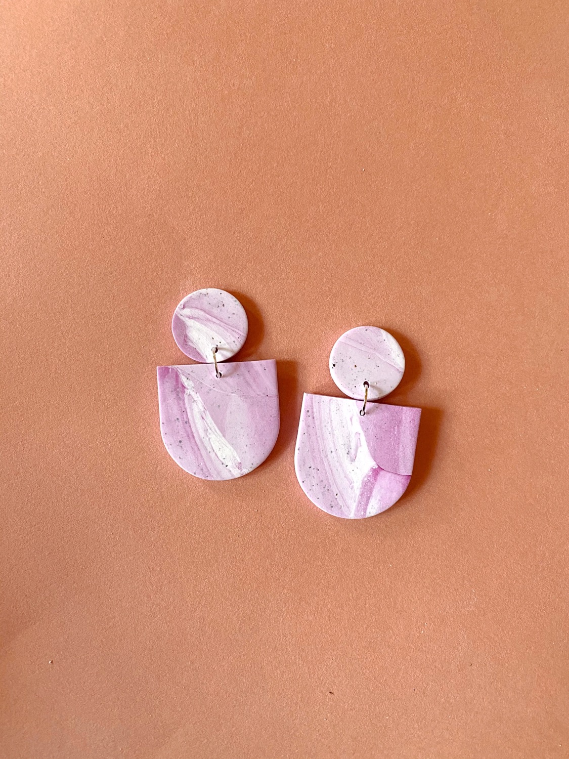 Polymer Clay Earrings, Frida - Purple Marble Earrings