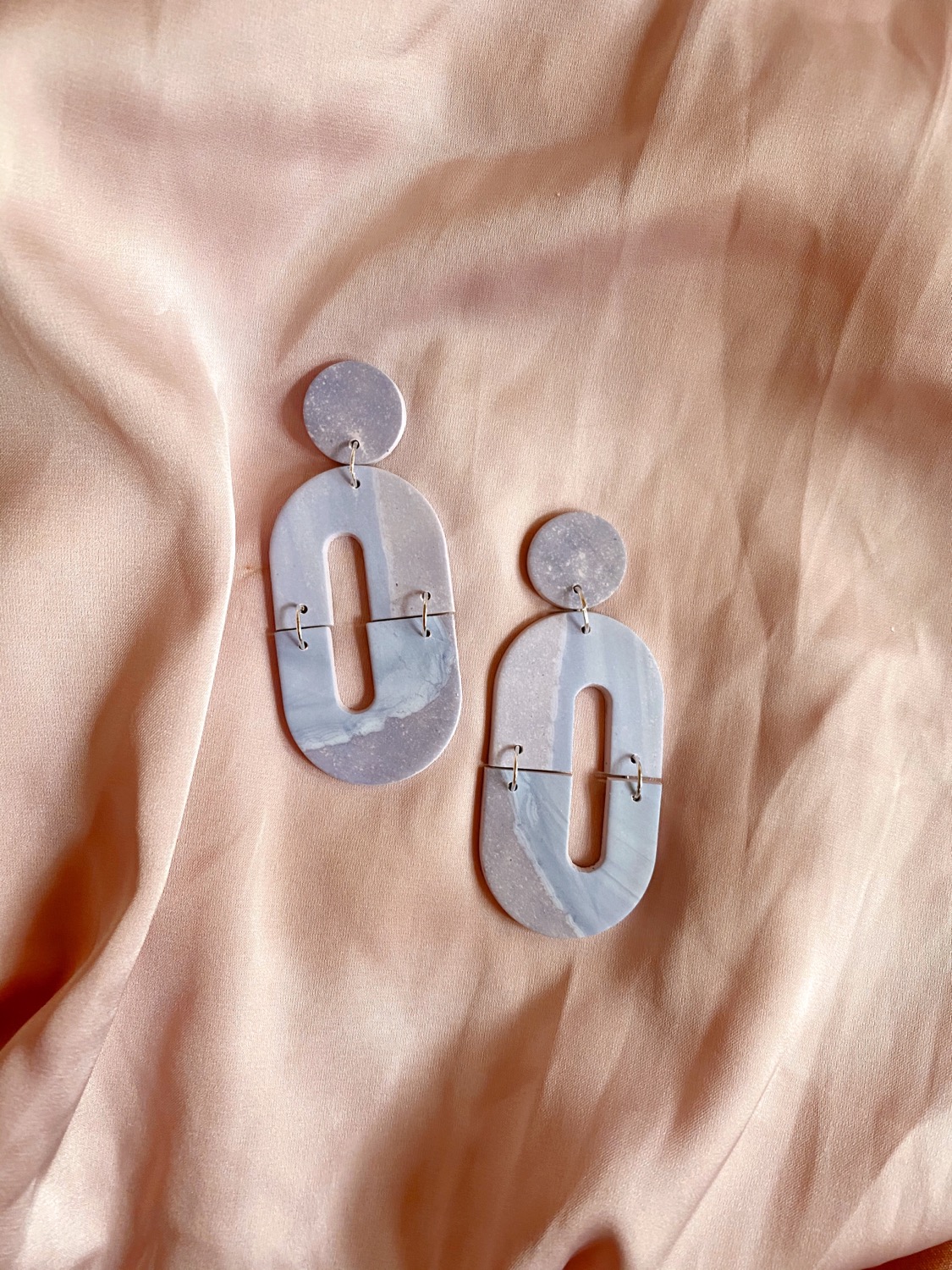Polymer Clay Earrings, Retrograde - Watercolor Blue Lavender Statement Earrings