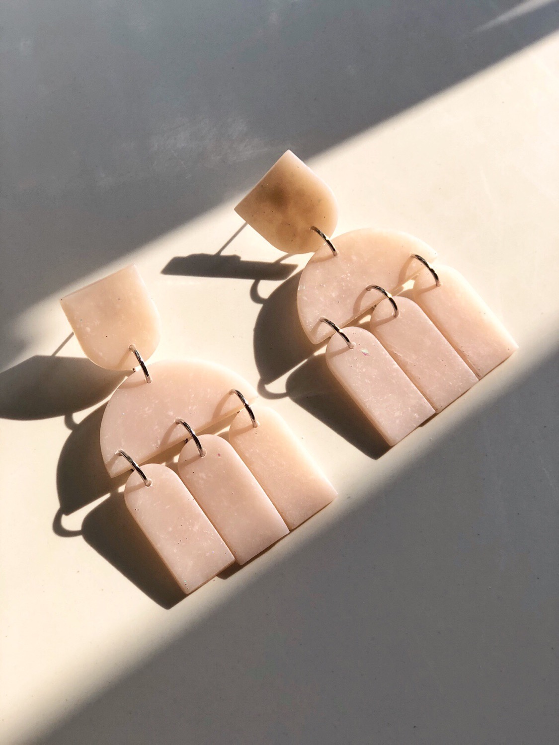 Polymer Clay Earrings, Santorini - Translucent Lavender Statement Earrings