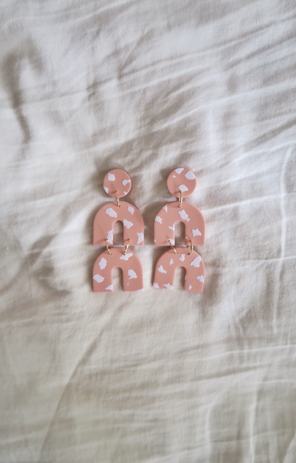 Poppins - Peach Terrazzo Polymer Clay Earrings, Polymer Clay Jewelry