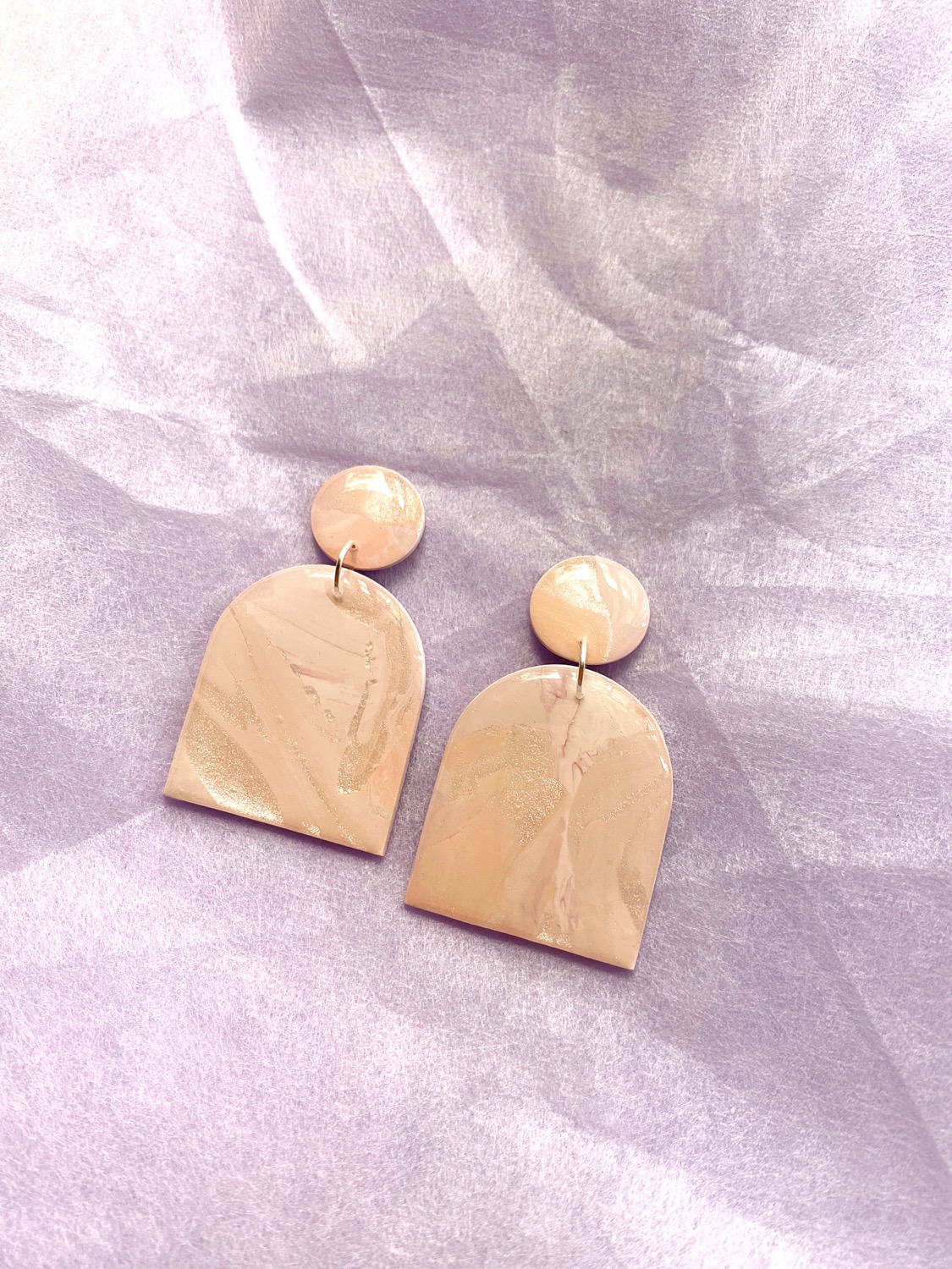 Coated Marble (rose Marble) - Maude Polymer Clay Earrings