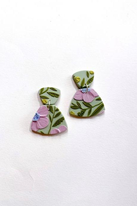 Lavender Poppies - Mini Leia Polymer Clay Earrings