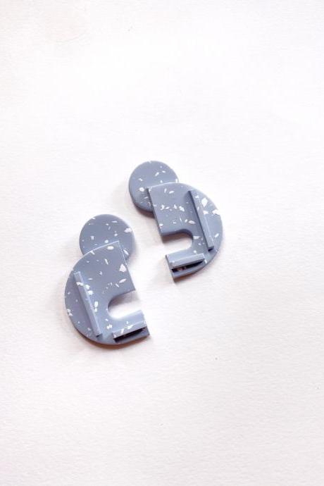 Limited Pre-order: Bauhaus Series - Berlin Powder Blue Speckle Polymer Clay Earrings
