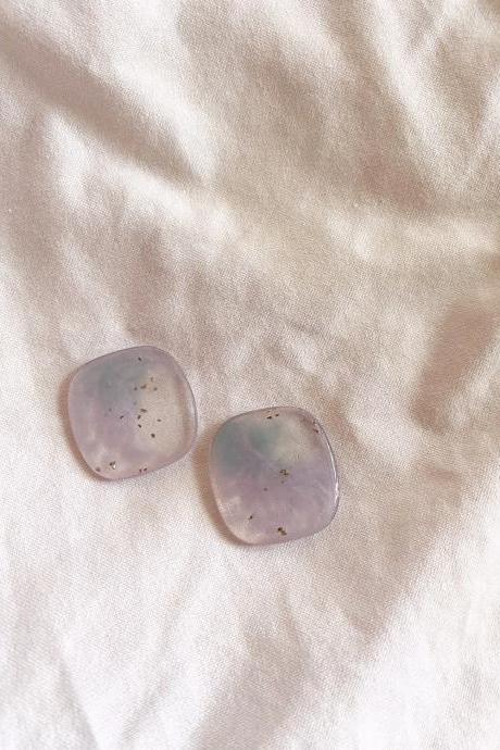 Large Cquare resin stud - Powder Lucent Resin Earrings, Resin Jewelry