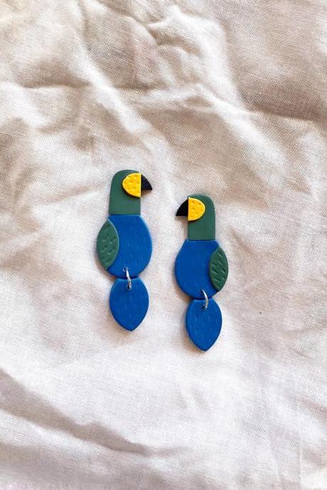Polymer Clay Earrings | Made-to-order: Parrot (Custom colors) Earrings