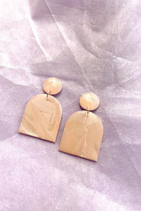 Coated marble (Rose marble) - Maude Polymer Clay Earrings
